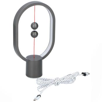 Preview: Innovative LED-Designleuchte - Magnetisch-elliptische Balance-Lampe mit USB-C (5V/4W) - Einzigartige Tischleuchte - für modernes Ambiente