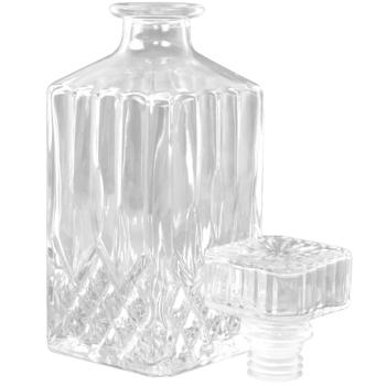 Preview: Whiskey Glaskaraffe 800 ml - Elegantes Design mit Schliff für kultivierte Hausbar - Spülmaschinengeeignet für Whisky & andere Brände - Stilvoll servieren