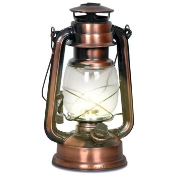 Preview: Retro-LED-Sturmlaterne (kupferfarben, 25cm) dimmbar, realistische Flammenoptik – Klassische Laterne mit modernster LED-Technik, batteriebetrieben