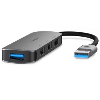 4 Port USB-A Hub - Superspeed USB 3.2 Gen 1 (5 Gbit/s), 3x USB 2.0 (480 Mbit/s) - Plug & Play USB Verteiler für Notebooks - Aluminiumgehäuse