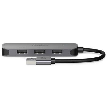 Preview: 4 Port USB-A Hub - Superspeed USB 3.2 Gen 1 (5 Gbit/s), 3x USB 2.0 (480 Mbit/s) - Plug & Play USB Verteiler für Notebooks - Aluminiumgehäuse