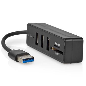 5-Port USB 3.2 Hub: Schneller Datenhub mit 3x USB-A & SD/Micro-SD Kartenleser. Vielseitiger USB-Verteiler für Laptop & PC (schwarz)