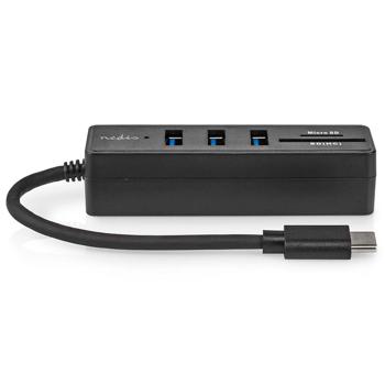 Preview: USB-C Hub - 3x USB-A 3.2 Gen 1 (5 Gbit/s) - SD/MicroSD Cardreader - Aluminiumgehäuse - Plug & Play - Schwarz - Notebook/PC