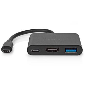 Preview: Vielseitiger USB-C Hub – schwarz, Multiport Adapter mit USB Typ-C, 4K@30Hz HDMI, USB-A, 5 Gbps Datenübertragung, kompakt & leistungsstark