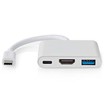 Preview: USB-C Multiport Adapter mit 4K HDMI & schnellem USB-A: Weisser USB-C Hub (5 Gbps) für Notebook, Tablet & Smartphone – vielseitig & leistungsstark