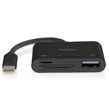 Preview: USB-C Hub - Multiport Adapter 1 x USB C und 1 x USB A plus SD und MicroSD Kartenleser, bis zu 480 Mbit, schwarz