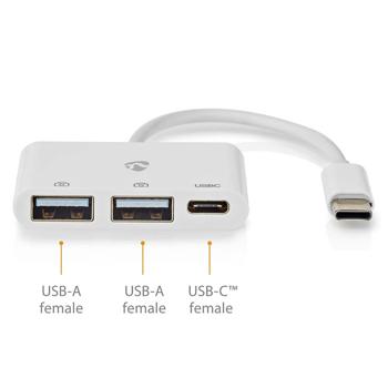 Preview: USB-C Multiport Adapter mit schnellem USB-A & USB-C: Weißer USB-C Hub (480 Mbit/s) für Notebook, Tablet & Smartphone – vielseitig & kompakt