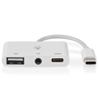 Preview: USB-C Multiport-Adapter - Dockingstation für USB-C Geräte - 1x USB-A, 1x USB-C, 1x 3.5mm Audio - 480 Mbit/s Datenübertragung - Kompakt & Reisefreundlich