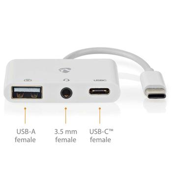 Preview: USB-C Multiport-Adapter - Dockingstation für USB-C Geräte - 1x USB-A, 1x USB-C, 1x 3.5mm Audio - 480 Mbit/s Datenübertragung - Kompakt & Reisefreundlich