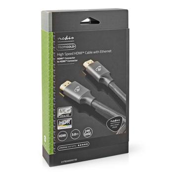 Preview: High Speed 4K HDMI Kabel mit Ethernet, 18 Gbps, 3m – Vergoldete Kontakte, schwarz, schnelle Datenübertragung, 4K UHD Kabel