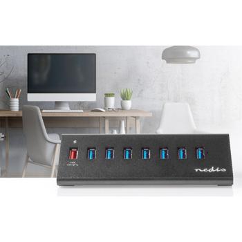 Preview: 7-Port USB 3.0 Hub - Für PC/Laptop, Smartphones, Drucker & Festplatten - 5 Gbit/s - Überspannungsschutz - Aluminium - Windows/Mac OS - Plug & Play