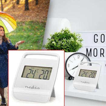 Präzises digitales Thermometer & Hygrometer in Weiss mit großem Display – ideal für den Innenraum, zur Temperatur- & Luftfeuchtigkeitsmessung