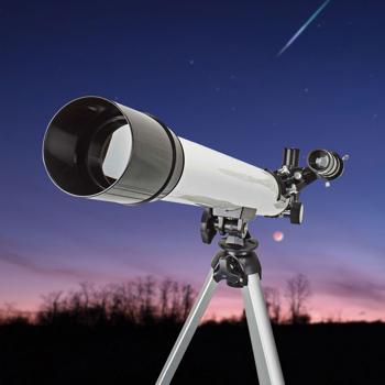 Teleskop Komplett-Set für Einsteiger: 50/600mm - Refractor-Teleskop mit Aluminium-Stativ (H bis 125cm) - Ideal für Mond, Planeten & Sterne