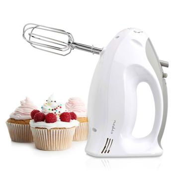 Leistungsstarkes 200W Handrührgerät mit 5 Geschwindigkeiten & Turbo: Müheloses Mixen, Kneten & Schlagen für perfekte Backergebnisse, kompakt, leicht & einfach zu reinigen