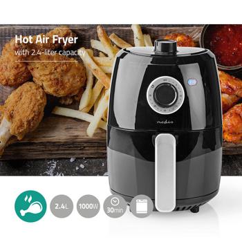 Preview: Kompakte Heissluftfritteuse 2,4L – Air Fryer mit Timer & Temperaturregler – 1000W, fettarmes Frittieren, knusprige Ergebnisse & einfache Reinigung