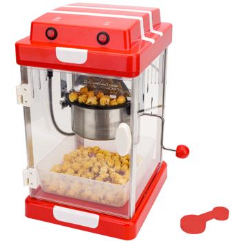 Roter Retro Popcornautomat, (24x28x43 cm) mit Beleuchtung & Kipptopf: Antihaft, Servierschale, DIE Popcornmaschine für leckere Momente