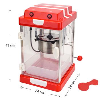 Preview: Roter Retro Popcornautomat, (24x28x43 cm) mit Beleuchtung & Kipptopf: Antihaft, Servierschale, DIE Popcornmaschine für leckere Momente