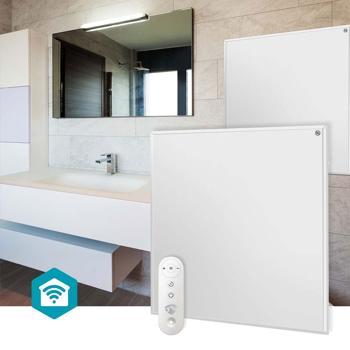 Preview: Moderne WLAN Infrarotheizung mit programmierbaren digitalen Thermostat, Stand- & Wandmontage, 350W, weiss, IP44