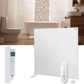 Moderne WLAN Infrarotheizung mit programmierbaren digitalen Thermostat, Stand- & Wandmontage, 350W, weiss, IP44