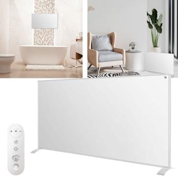 Flexibel einsetzbare WLAN Infrarotheizung mit programmierbaren digitalen Thermostat, Stand- & Wandmontage, 700W, Fernbedienung, App, weiss