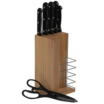 Preview: Umfangreiche Koch-Erstausstattung: Bratpfanne, Töpfe, Schneidebrett, Kochlöffel, Messerblock & mehr – ideal für Küche, Haushalt & Einsteiger