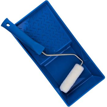 Maler Zubehör Set - Farbwanne, Farbrollerbügel & Schaumwalze - Perfekt für Wände, Türen, Möbel - Polypropylen, Metall, Polyether