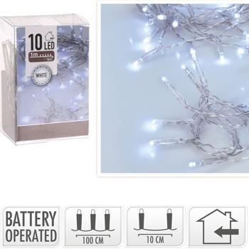 Preview: LED-Lichterkette Indoor - 10 hell-weisse LEDs für gemütliche Atmosphäre - 100 cm Länge - batteriebetrieben für flexible Weihnachts- & Ganzjahresdeko