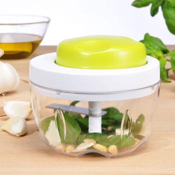 Preview: Multi-Zerkleinerer weiss-grün - Zwiebelschneider, Multihacker für Kräuter & Nüsse - Ø 11x9cm - Manuell - Edelstahl, Kunststoff - Ideal für Kochen, Meal Prepping