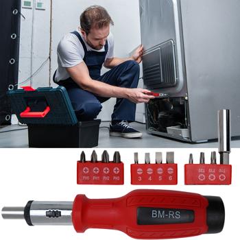 Ergonomischer 12-in-1 Ratschen-Schraubendreher mit 11 Bits aus Chrom-Vanadium Stahl (rot/schwarz) – Bequemes & effizientes Schrauben