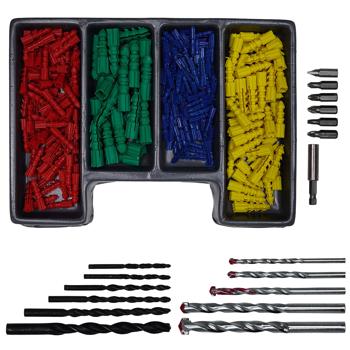 300-tlg. Bohrer- & Dübelsatz für Holz, Stein & Metall + Bitset – Komplettes Werkzeugset für alle Bohr- & Befestigungsarbeiten