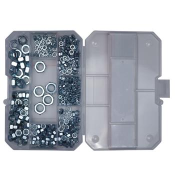 Sechskantmuttern-Sortiment 360-tlg. - Verzinkter Karbonstahl für Hobby & Beruf, Maschinenbau & Handwerk - Grössen 3-10mm, inkl. Aufbewahrungsbox