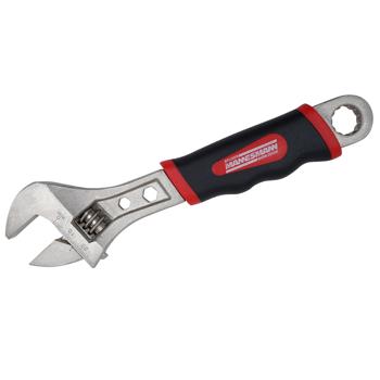 Preview: Verstellbarer Rollgabelschlüssel (20cm, rot/schwarz) – Robuster Schraubenschlüssel-Allrounder für Werkstatt, Haus & Garten