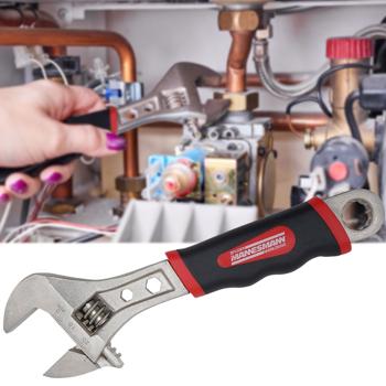 Verstellbarer Rollgabelschlüssel (20cm, rot/schwarz) – Robuster Schraubenschlüssel-Allrounder für Werkstatt, Haus & Garten