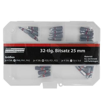 Preview: Heimwerker Bit-Set aus ultrarobustem S2-Stahl, 32-teilig, 25 mm Länge, Schrauber Bit Set in praktischer Aufbewahrungsbox