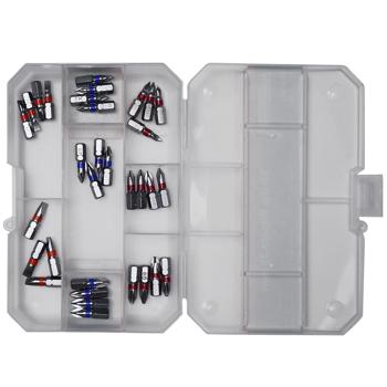 Heimwerker Bit-Set aus ultrarobustem S2-Stahl, 32-teilig, 25 mm Länge, Farbringe, sandgestrahlt, in praktischer Aufbewahrungsbox