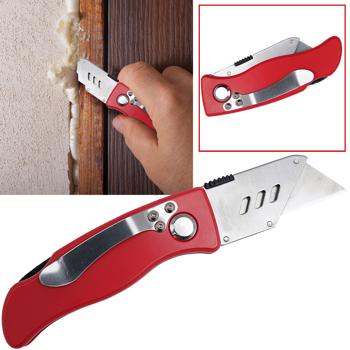 Klappbares Cuttermesser mit Gürtelclip + 5 Ersatzklingen: Superscharf, sicher, robust - Ideal für Handwerk, Hobby, Outdoor