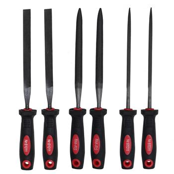 Hochwertiges Nadelfeilen-Set (6-teilig, rot/schwarz) – Robuste Feilen für präzise Ergebnisse beim Bearbeiten von Metall, Holz & Kunststoff