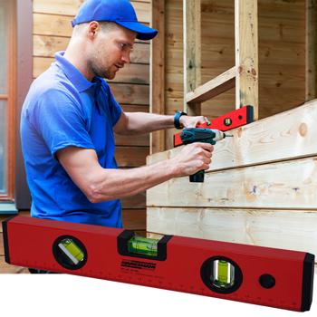 Robuste 30cm Wasserwaage (rot/schwarz) mit 3 Libellen – Zuverlässiges Messwerkzeug für Heimwerker und Profis