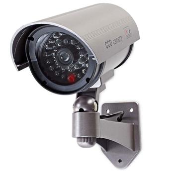 Preview: 2er-Set Abschreckung pur: Dummy Überwachungskamera (grau)mit Signal-LED – Täuschend echte Kamera-Attrappe (IP44) für mehr Sicherheit rund ums Haus