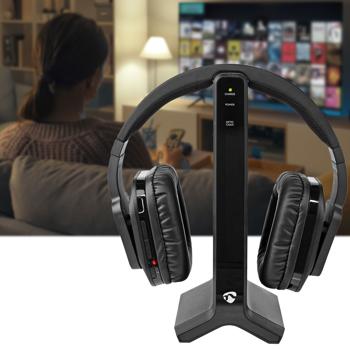 Kabelloser Funk Stereo Fernsehkopfhörer, 25 m Reichweite, TV-Headphones mit Ladestation, Verstellbarer Kopfbügel, gepolsterte Ohrmuscheln