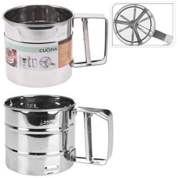 Preview: Premium Puderzuckerstreuer aus Edelstahl mit Mahlwerk - Puderzuckermühle für feinste Back-Ergebnisse