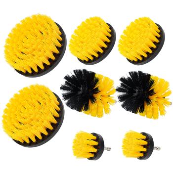 8er Reinigungsbürsten-Spar-Set für Akkuschrauber & Bohrmaschine, gelb/schwarz, Drill Brush Reinigungskit ideal für Küche, Bad, Felgen, Auto