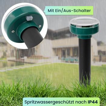 Preview: Hocheffizienter Maulwurf- und Wühlmaus-Vertreiber, 8er Spar Pack, Erdspiesse, solarbetrieben, bis 5.600 m², IP44, umweltschonend, ohne Chemie