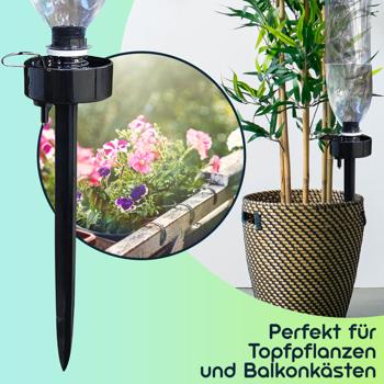 Preview: Bewässerungssystem für PET-Flaschen (12er-Set): Regulierbar - Pflanzenbewässerung für Urlaub, Balkon, Zimmer - Einfach genial