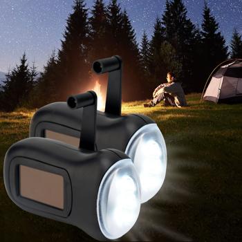 2er-Set praktische Survival Dynamo-Taschenlampe mit Solarpanel, 3 High Power LEDs, 20 Lumen, Akku, ideal für Outdoor Abenteuer und Camping