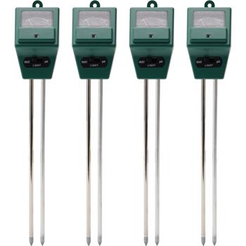 Preview: 4er-Set Präzises 3in1 Pflanzenerde Messgerät, Bodentester für Feuchtigkeit, pH-Wert und Lichtverhältnisse, idealen Standort für Pflanzen finden