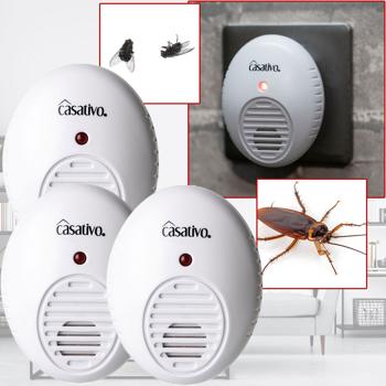 3er-Spar-Set Hocheffektiver Ultraschall-Insektenvertreiber für die Steckdose, weiss, bis 47 m², gegen Fliegen, Mücken, Moskitos, Spinnen, Ameisen  