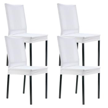 Preview: Hochwertiger Stuhlbezug in weiss, 4er-Set aus Stretch mit Lehnenbezug, OEKO-TEX Standard 100, waschbar bis 40°C, Schutz vor Abnutzung