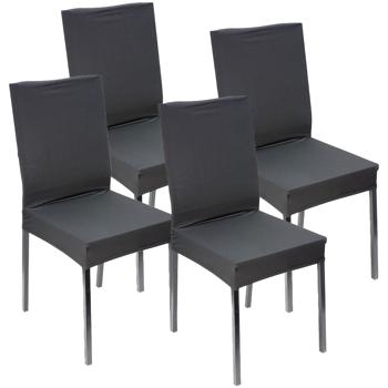 Preview: Hochwertiger Stuhlbezug, schwarz, 4er-Set, Stretch mit Lehnenbezug, OEKO-TEX Standard 100, waschbar bis 40°C, Schutz vor Abnutzung