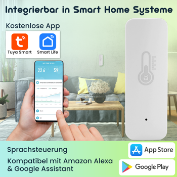 Preview: 2er-Set Intelligentes Thermometer und Hygrometer, Temperatur- & Luftfeuchtigkeits-Sensor mit Tuya oder SmartLife App, Haus-Automatisierung